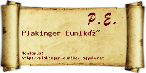 Plakinger Euniké névjegykártya